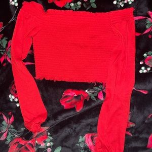 H & M off the shoulder red long sleeve
